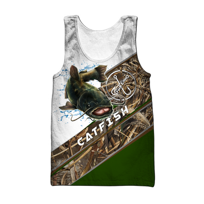 Custom name Catfish Fishing camo 3D print shirts