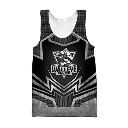 Custom name Black Walleye Hunter 3D design print shirts
