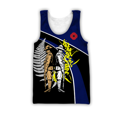 Tmarc Tee The ode fern-wattle Australia and Kiwi blue 3D print shirts