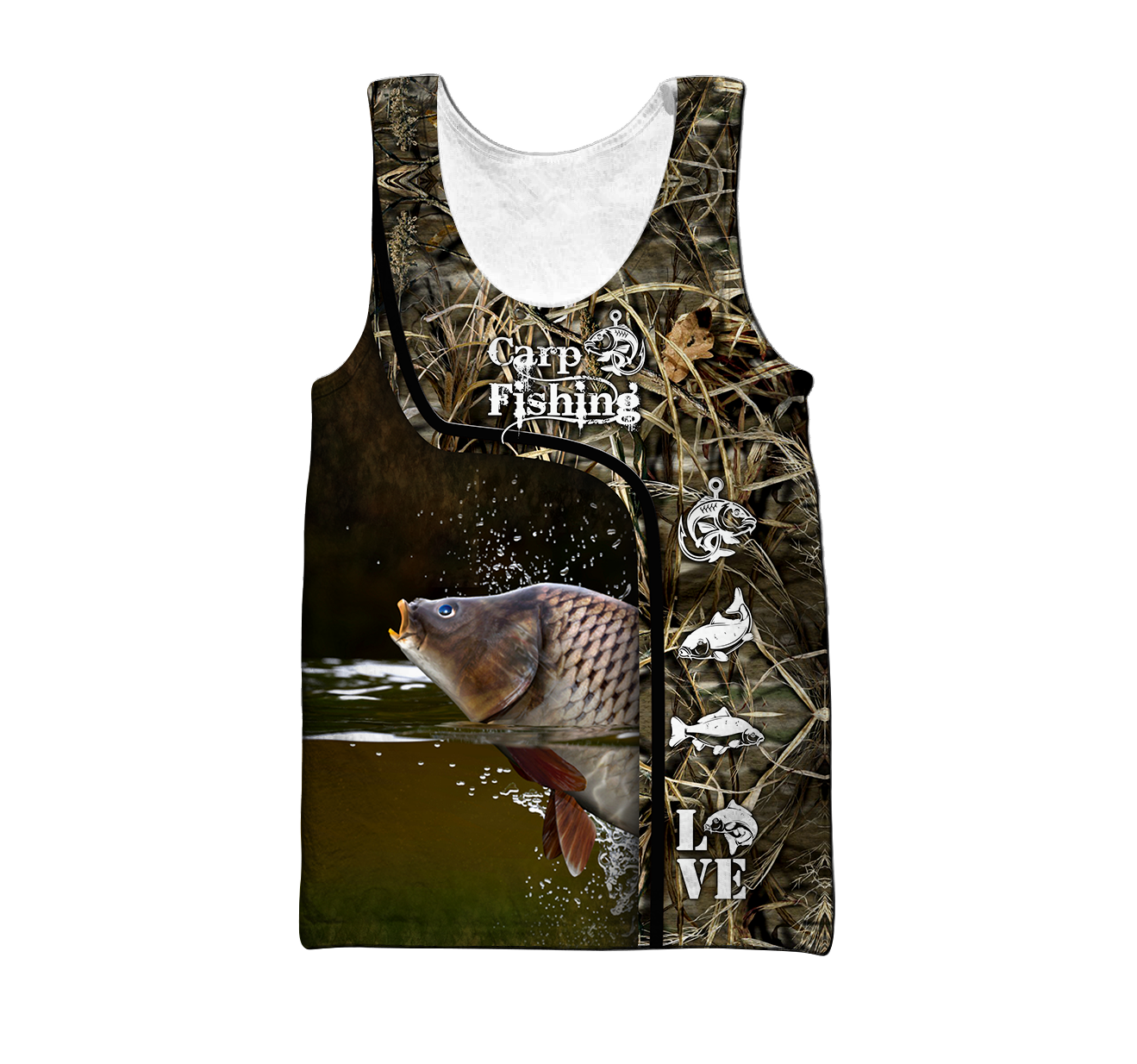 Custom name Carp Fishing water camo 3D print shirts