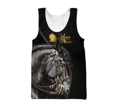 Personalized Name Rodeo 3D All Over Printed Unisex Shirts Black Horse