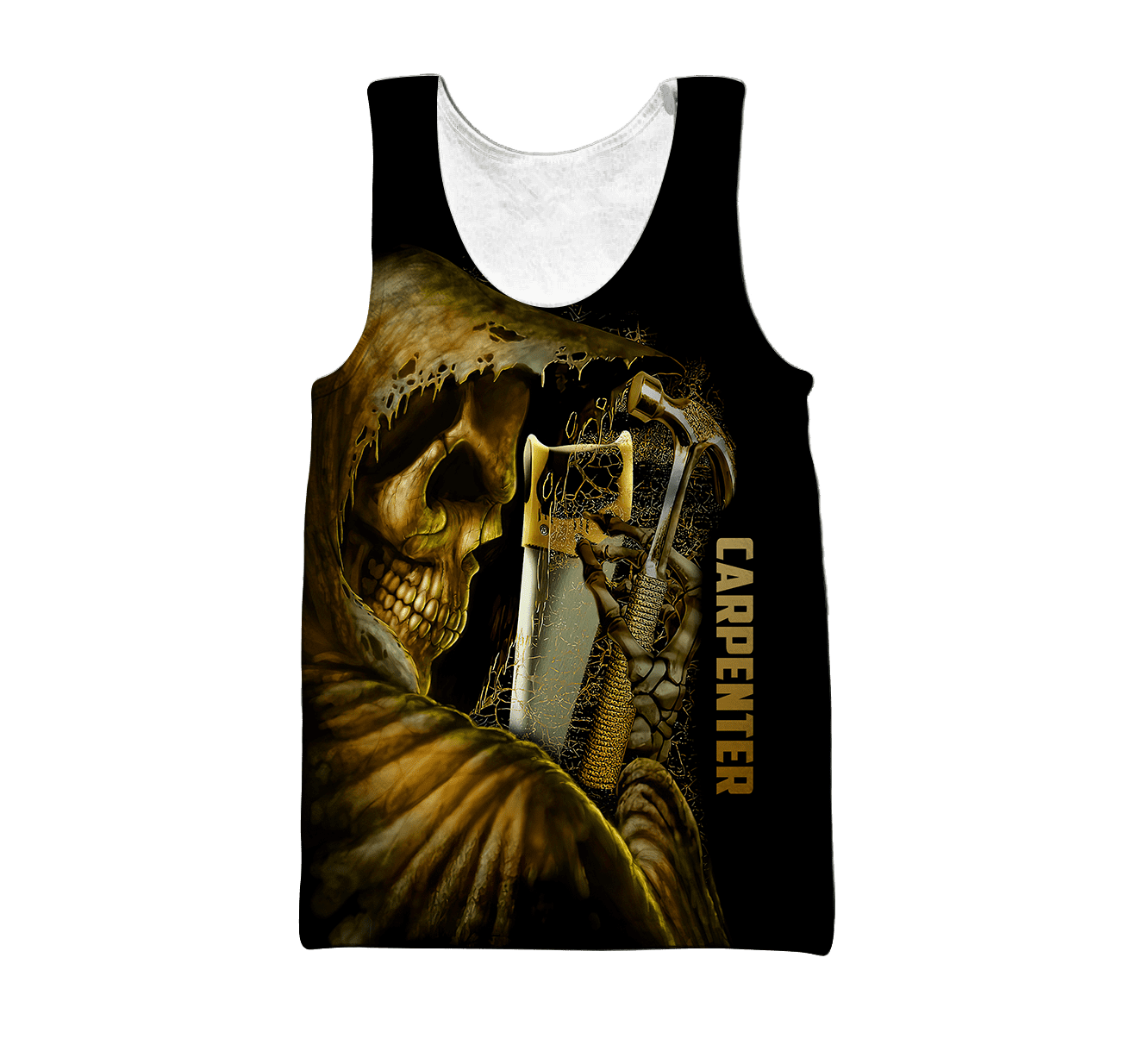 Personalized Name Carpenter 3D All Over Printed Unisex Shirts Golden Skull