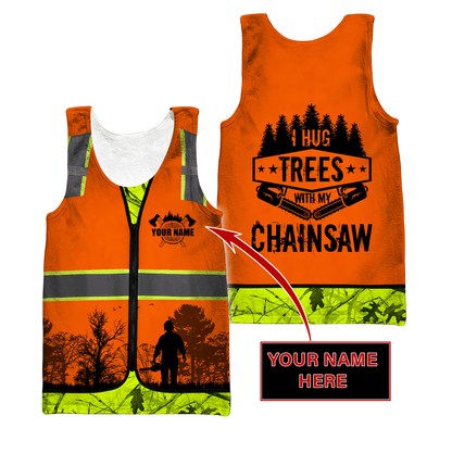 3D Chainsaw Logger Custom Name Unisex Shirts
