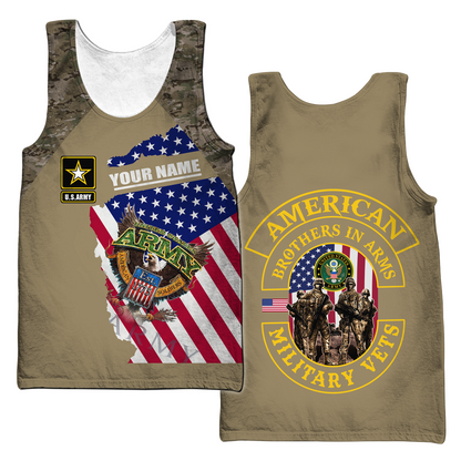 Custom name US Army Veteran Brothers in arms 3D print shirts Proud Military