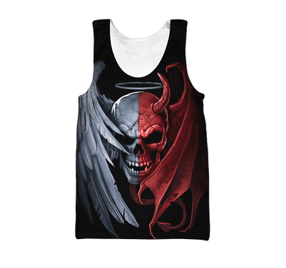 Tmarc Tee Gentle And Evil Skull 3D All Over Printed Unisex Shirts