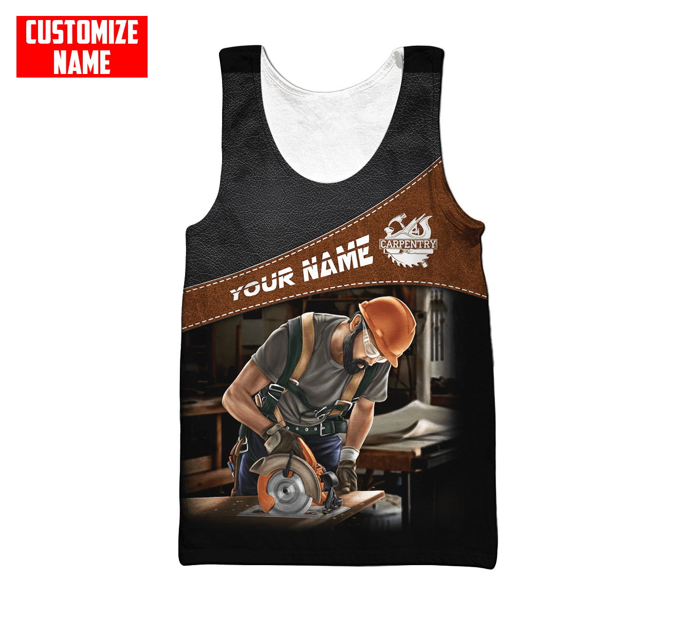 Personalized Name Carpenter 3D All Over Printed Unisex Shirts Leather Texture Ver3