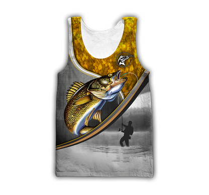 Custom name Walley fishing Fisherman Camo 3D Design print shirts