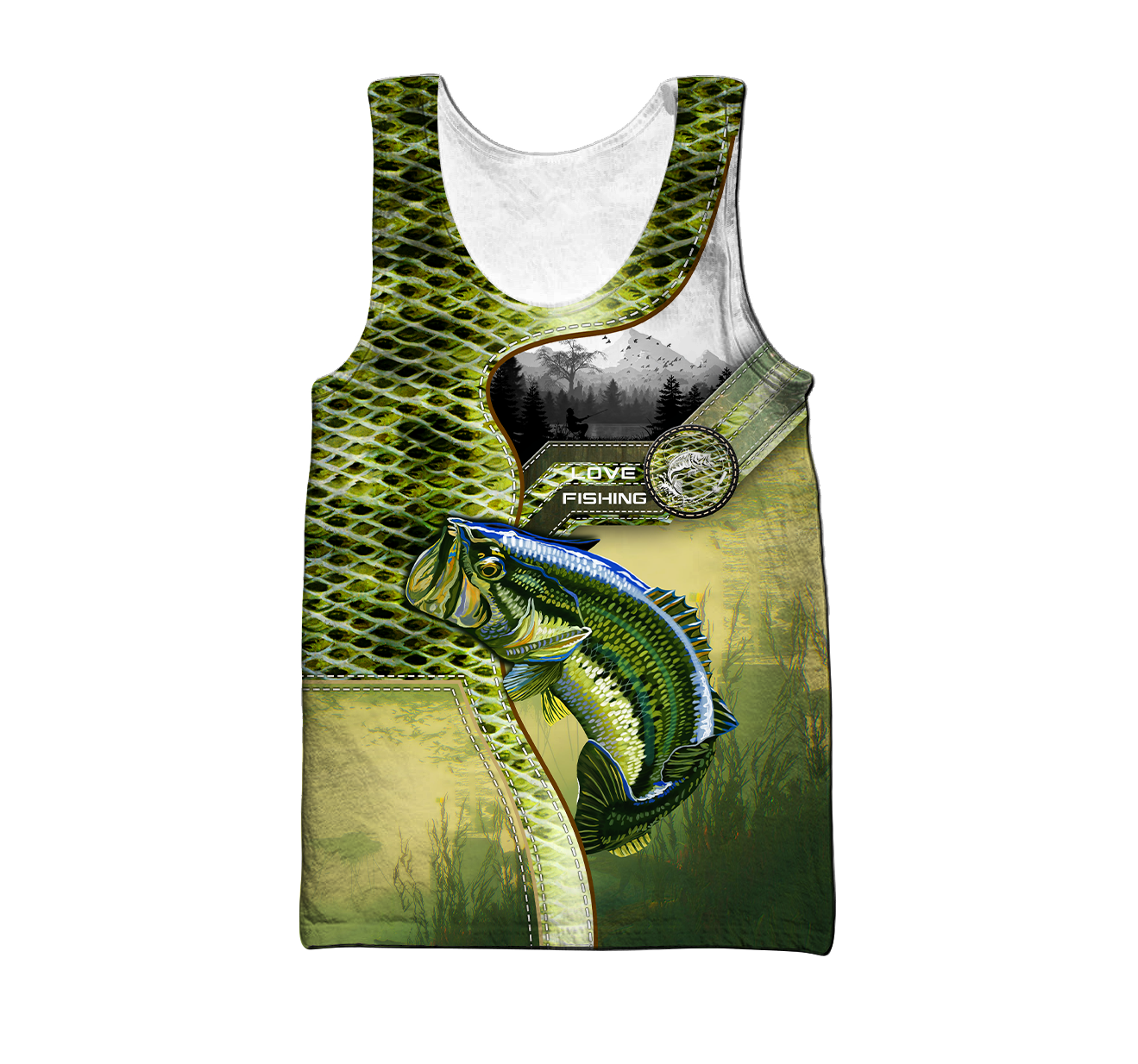 Custom name Bass Master Fishing camo 3D print shirts