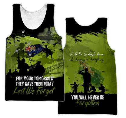 Premium Unisex Hoodie Green Lest We Forget Anzac Day ML