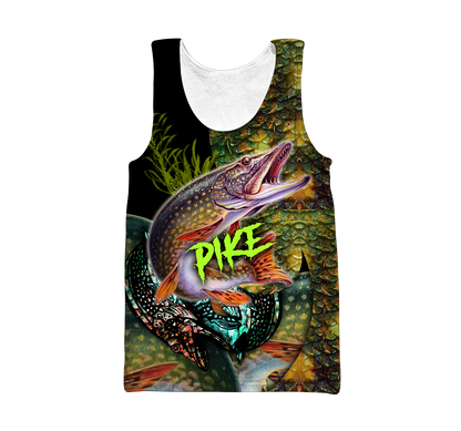 Custom name Northern Pike Fishing on skin 3D Design print shirts