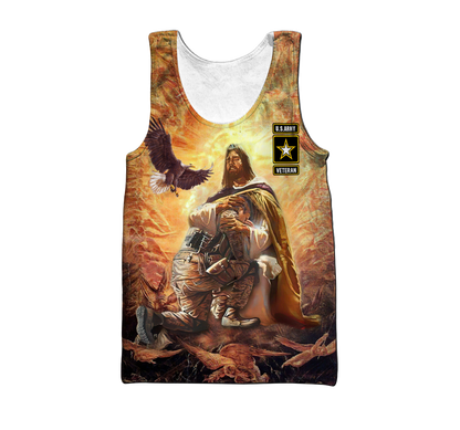 US Army Veteran Jesus 3D All Over Printed Unisex Shirts