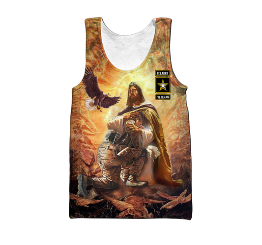 US Army Veteran Jesus 3D All Over Printed Unisex Shirts
