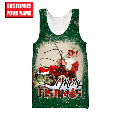 Customized Name Merry Fishmas 3D All Over Printed Unisex Shirts