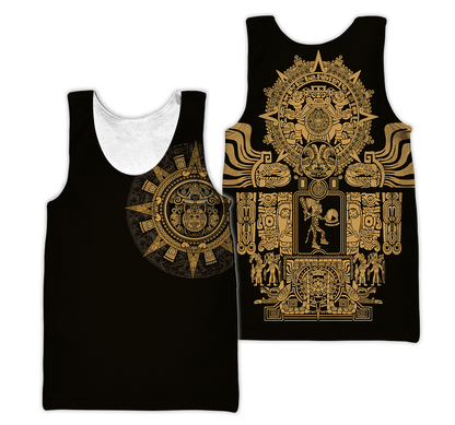 Aztec Mexican Yellow 3D All Over Printed Unisex Shirts no2