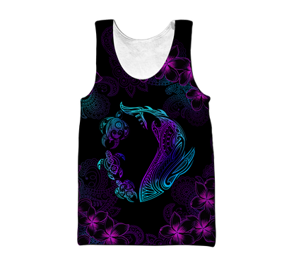 Turtle And Shark Habiscus Hawaii 3D Unisex Shirt