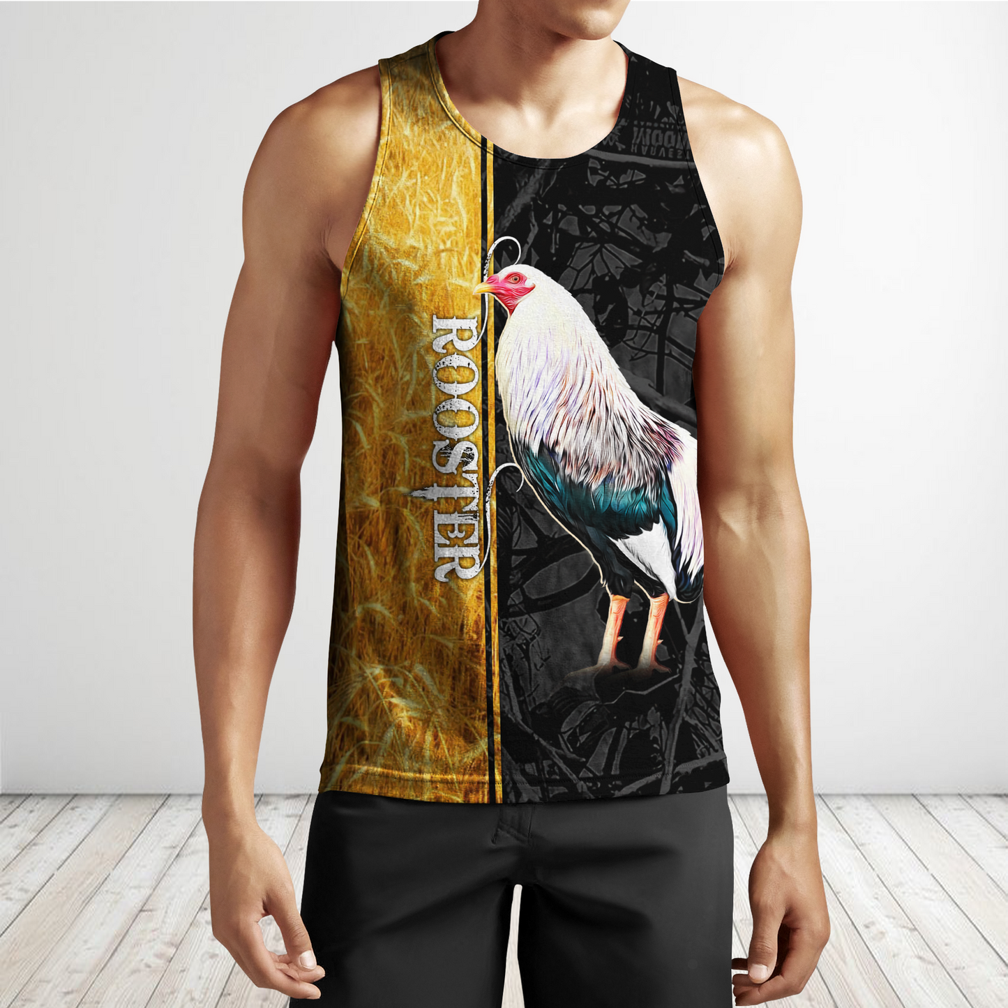 Premium White Rooster Yellow Camo 3D Printed Unisex Shirts