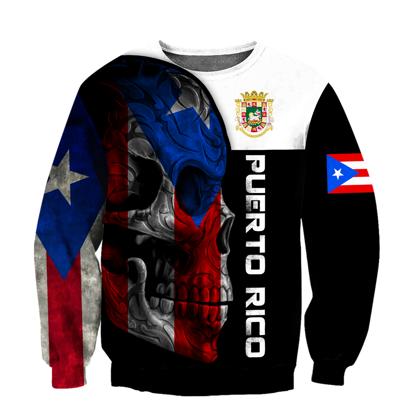 Puerto Rico Skulls With Coat Of Arms Lover Shirt TH20061606S-Apparel-TQH-SweatShirts-S-Vibe Cosy™