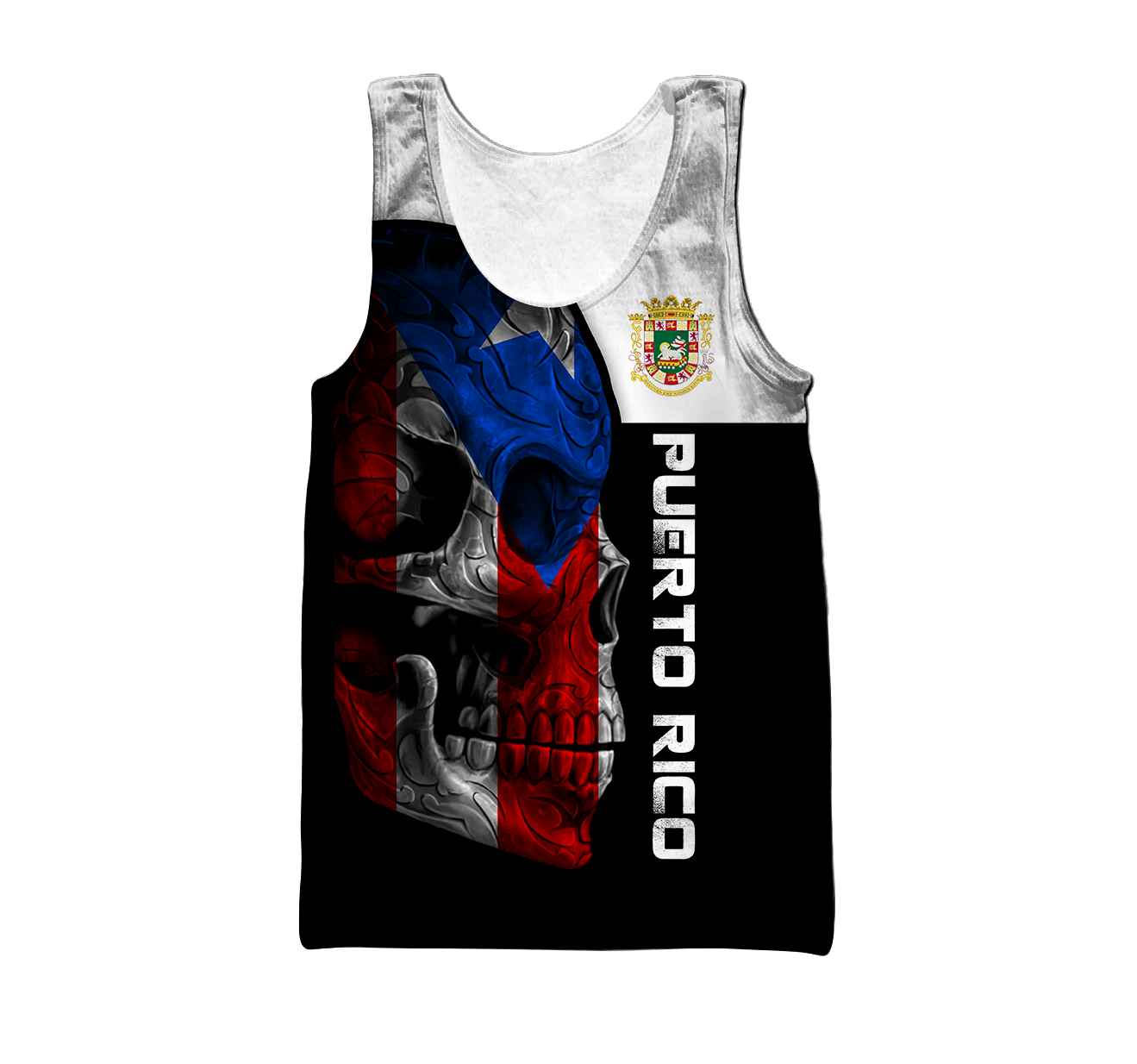 Puerto Rico Skulls With Coat Of Arms Lover Shirt TH20061606S-Apparel-TQH-Tank Top-S-Vibe Cosy™