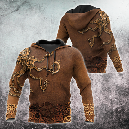 Octopus Steampunk Mechanic All Over Printed Hoodie For Men and Women TN