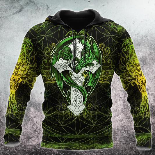 Celtic Dragon Cross Irish Saint Patrick's Day 3D All Over Printed Unisex Shirts TN