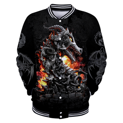 3D Armor Tattoo and Dungeon Dragon Hoodie HAC140103-Apparel-NM-Baseball jacket-S-Vibe Cosy™