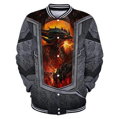 3D Tattoo and Dungeon Dragon Hoodie HAC020115-Apparel-NM-Baseball jacket-S-Vibe Cosy™