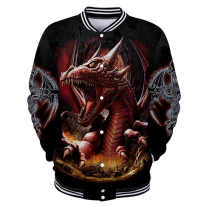 3D Armor Tattoo and Dungeon Dragon Hoodie HAC140101-Apparel-NM-Baseball jacket-S-Vibe Cosy™