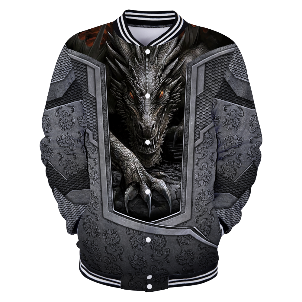 3D Tattoo and Dungeon Dragon Hoodie HAC27125-Apparel-NM-Baseball jacket-S-Vibe Cosy™