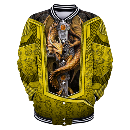 3D Tattoo and Dungeon Dragon Hoodie HAC301203-Apparel-NM-Baseball jacket-S-Vibe Cosy™