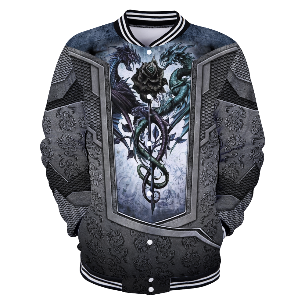 3D Tattoo and Dungeon Dragon Hoodie HAC020114-Apparel-NM-Baseball jacket-S-Vibe Cosy™