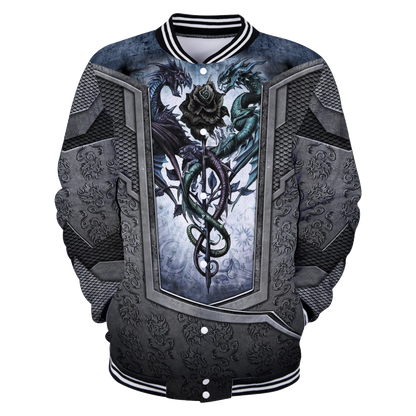3D Tattoo and Dungeon Dragon Hoodie HAC020114-Apparel-NM-Baseball jacket-S-Vibe Cosy™