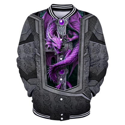 3D Tattoo and Dungeon Dragon Hoodie HAC27121-Apparel-NM-Baseball jacket-S-Vibe Cosy™