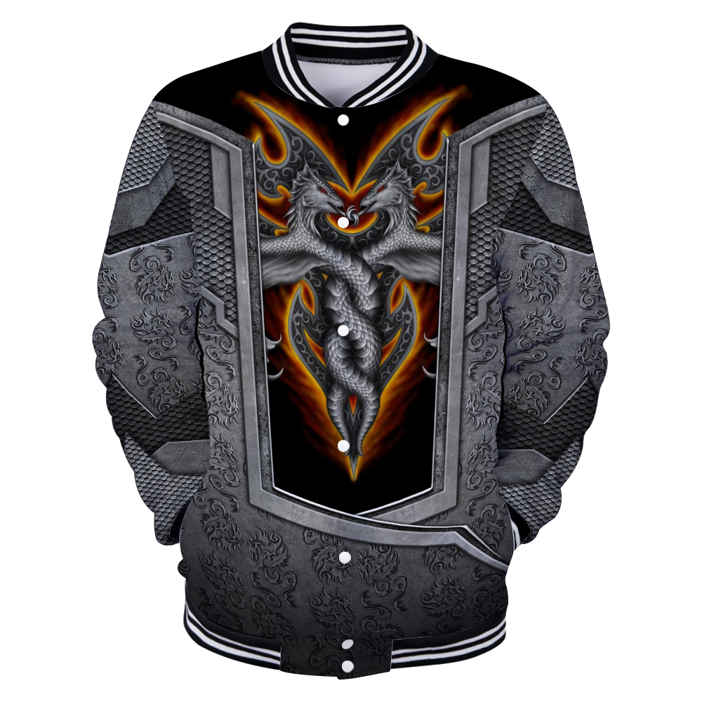 3D Tattoo and Dungeon Dragon Hoodie HAC020108-Apparel-NM-Baseball jacket-S-Vibe Cosy™