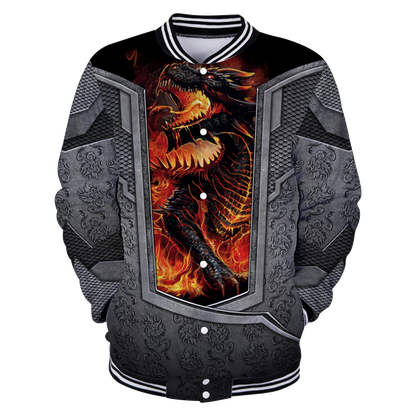 3D Tattoo and Dungeon Dragon Hoodie HAC27126-Apparel-NM-Baseball jacket-S-Vibe Cosy™