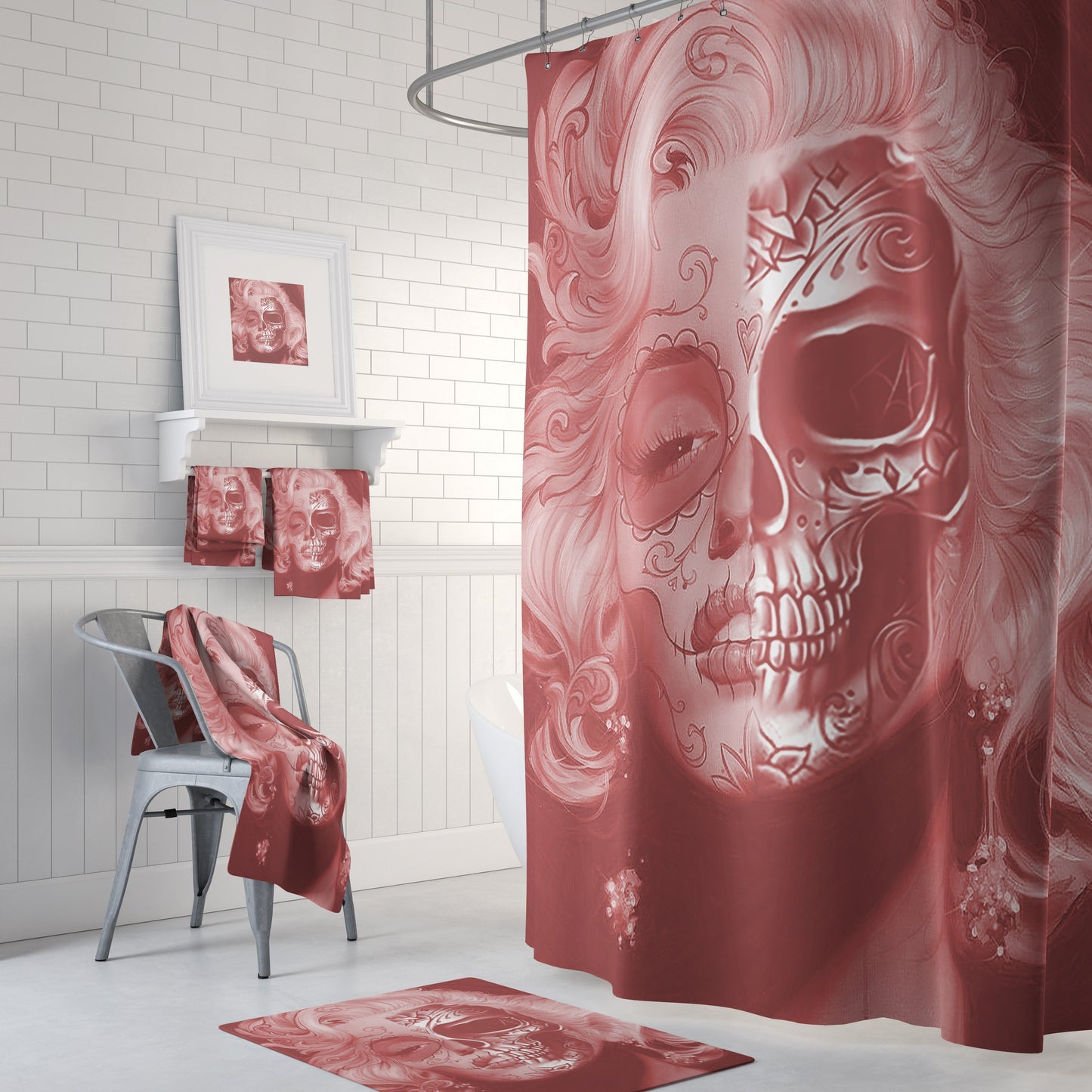 Beautiful skull face Shower Curtains-Home Decor-Printify-72x72-Vibe Cosy™