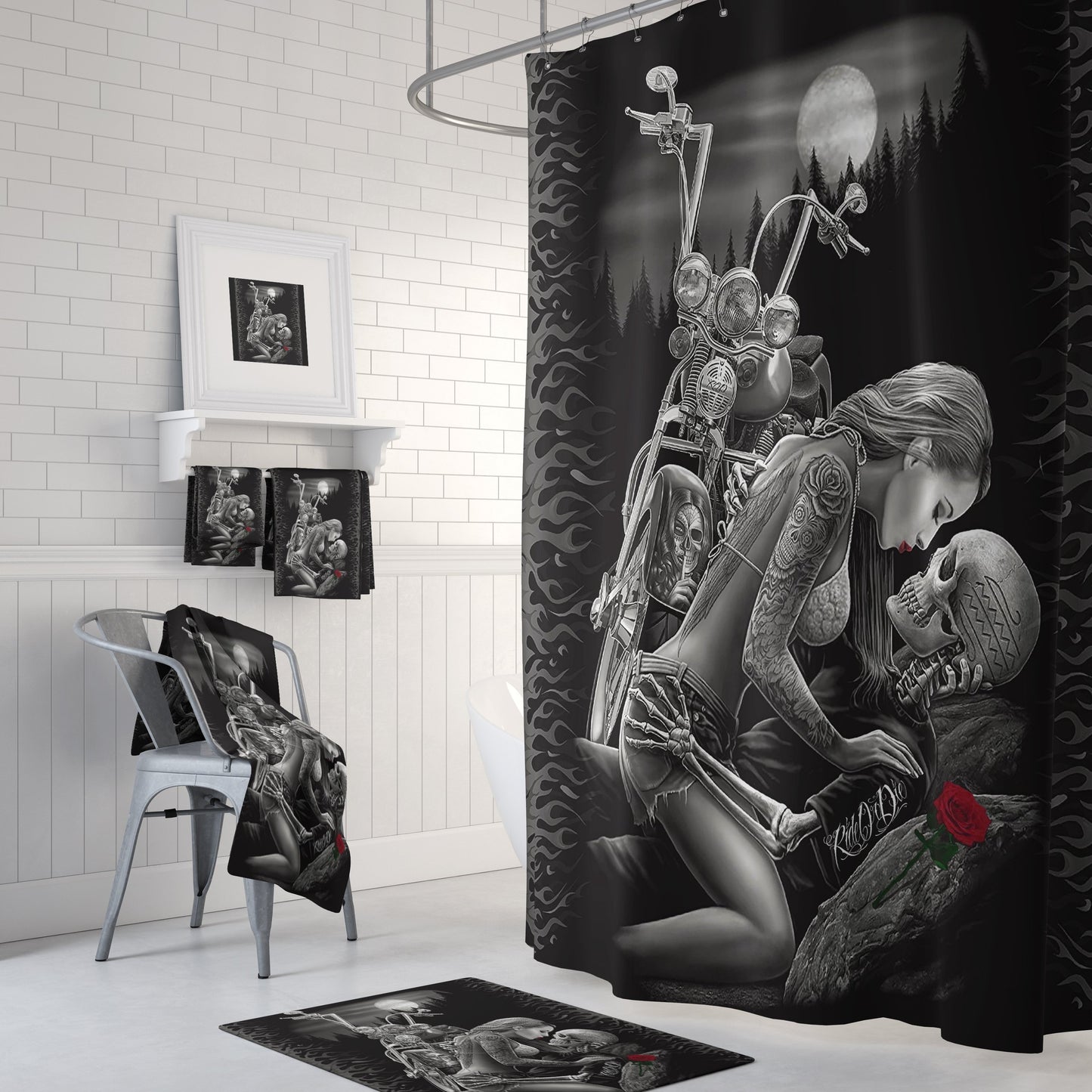 Ride or die Set-Home Decor-Printify-Combo Shower Curtains + Towel + bath mats (20% OFF)-Vibe Cosy™