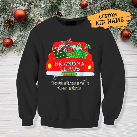 Grandma Claus Christmas Sweatshirt Personalized Gift For Mother Mama Grandma
