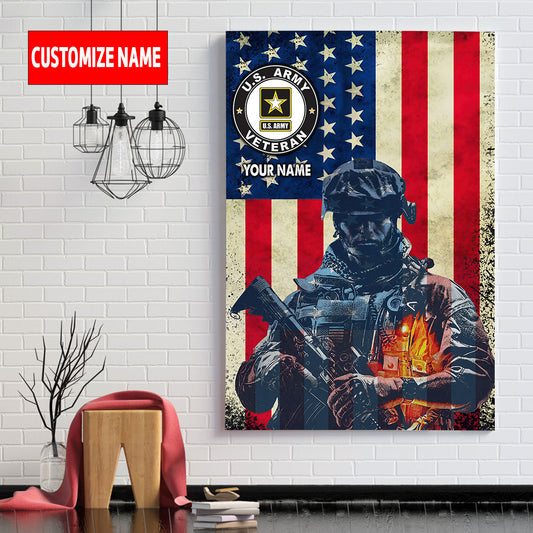 Custom Canvas For United States Army Veteran 3D All Over Printed