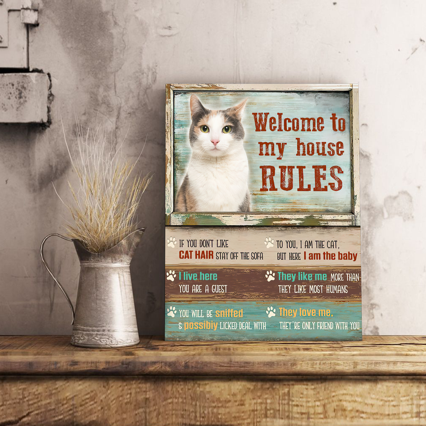 Cat Welcome To My House  Vertical Canvas Poster Special Gift Home Decor