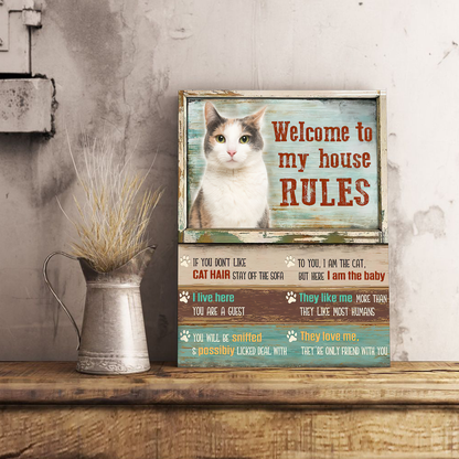 Cat Welcome To My House  Vertical Canvas Poster Special Gift Home Decor