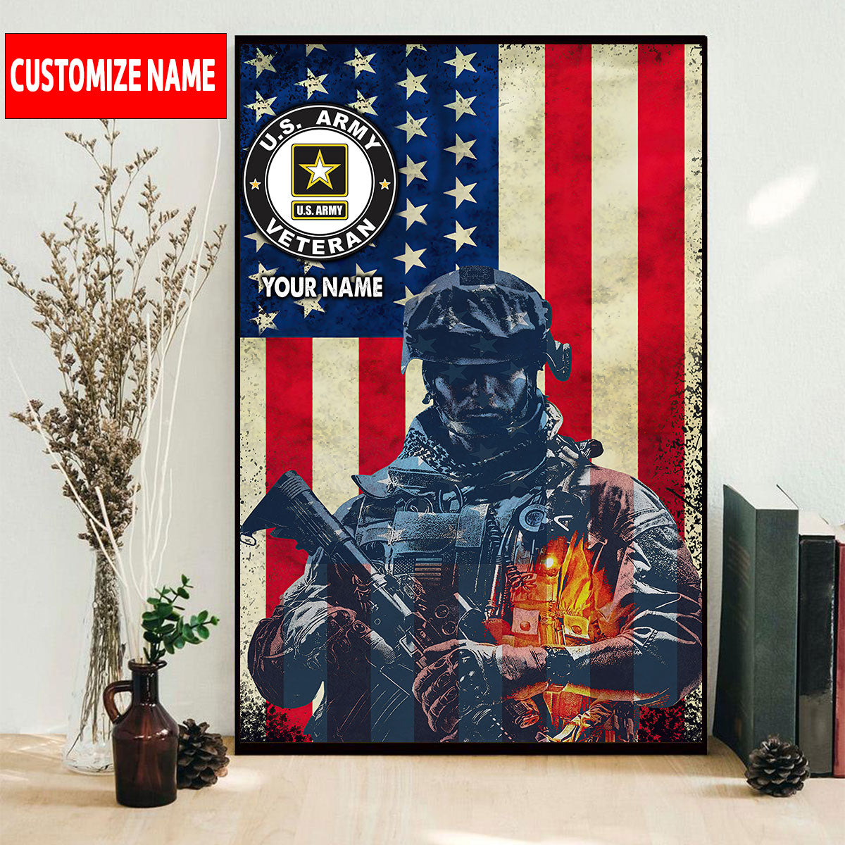 Custom Canvas For United States Army Veteran 3D All Over Printed