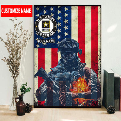 Custom Canvas For United States Army Veteran 3D All Over Printed
