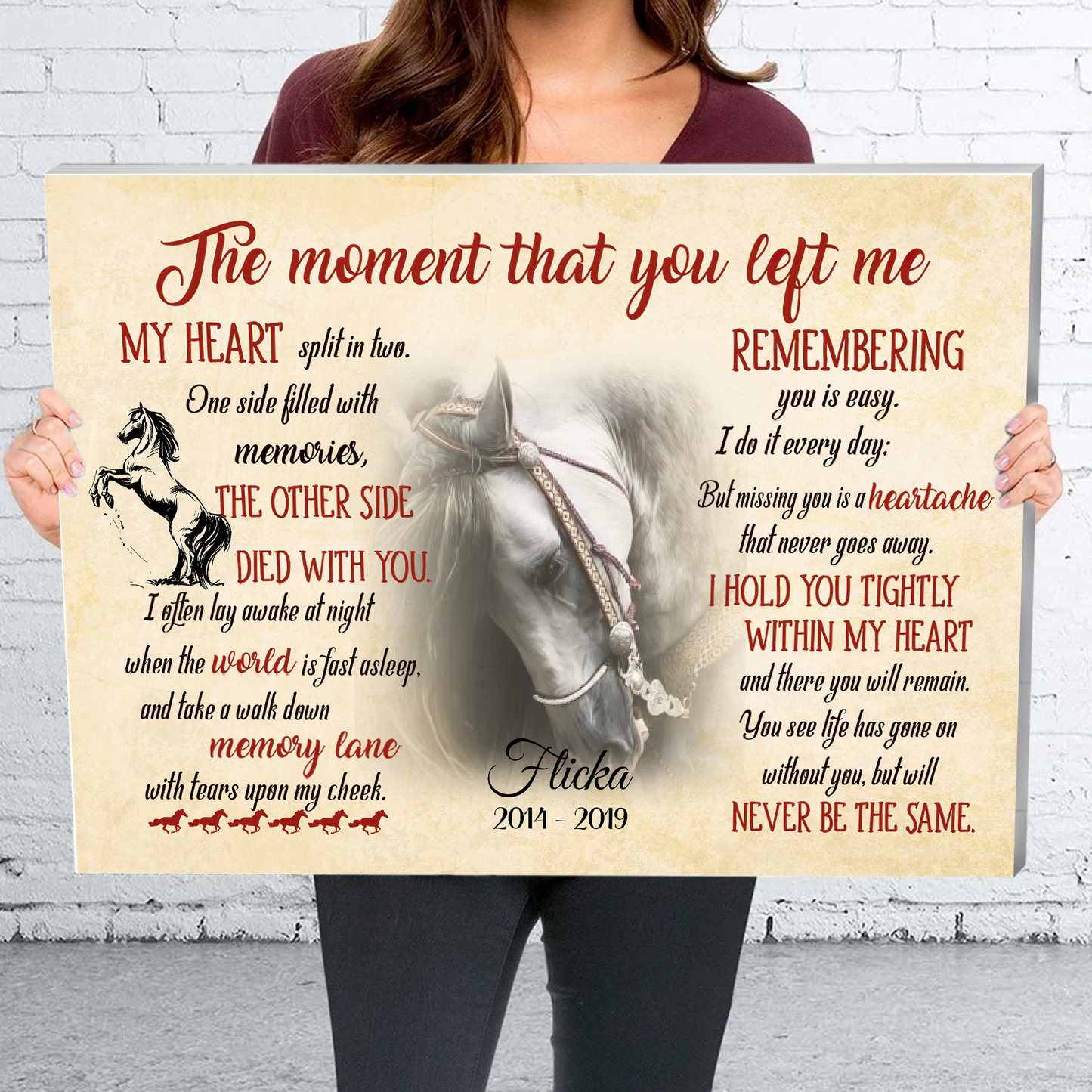 The Moment That You Left Me Horse Pet Picture Frame Canvas Memorial Gifts