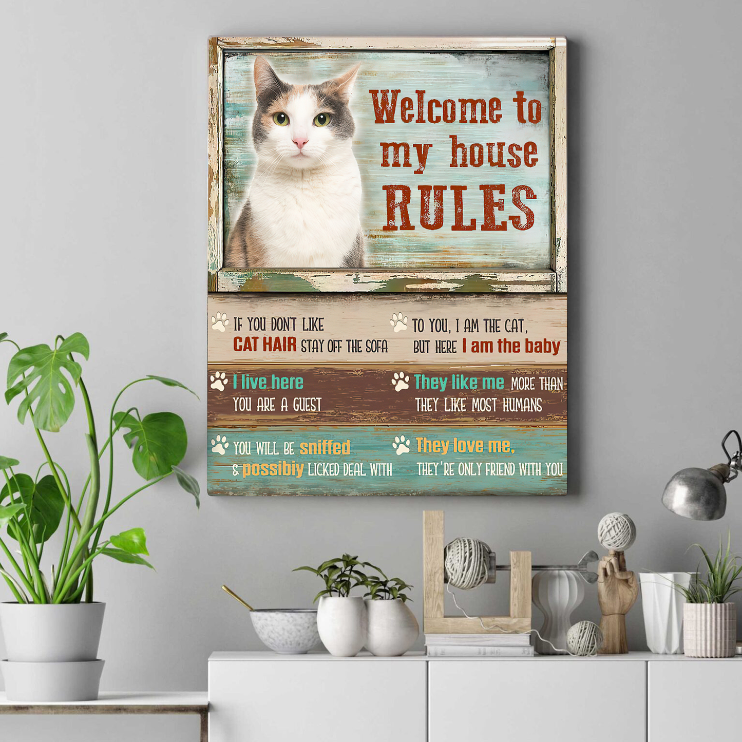 Cat Welcome To My House  Vertical Canvas Poster Special Gift Home Decor