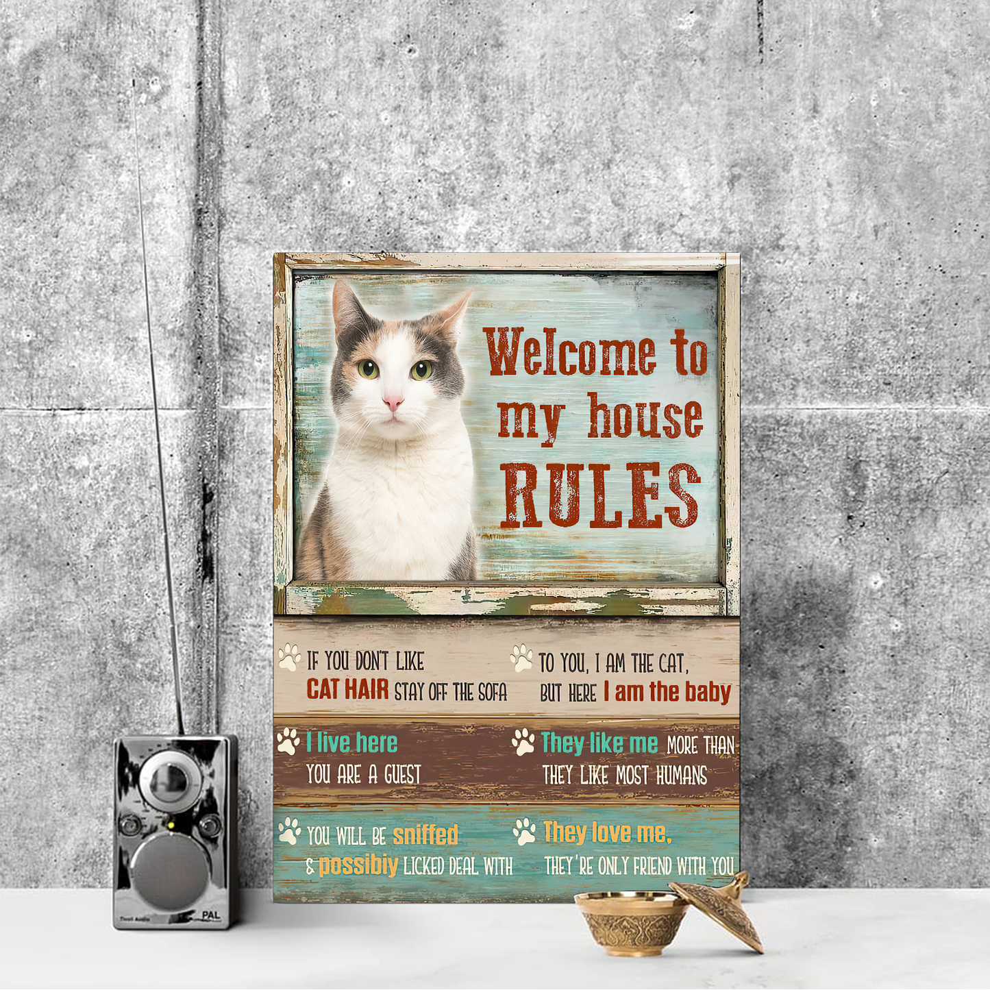 Cat Welcome To My House  Vertical Canvas Poster Special Gift Home Decor