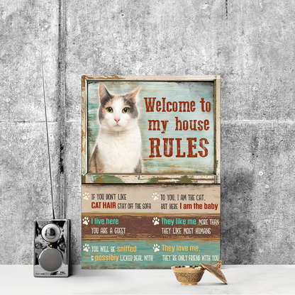 Cat Welcome To My House  Vertical Canvas Poster Special Gift Home Decor