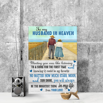 To My Husband In Heaven Vertical Canvas Poster Personalized Special Memorial Gift
