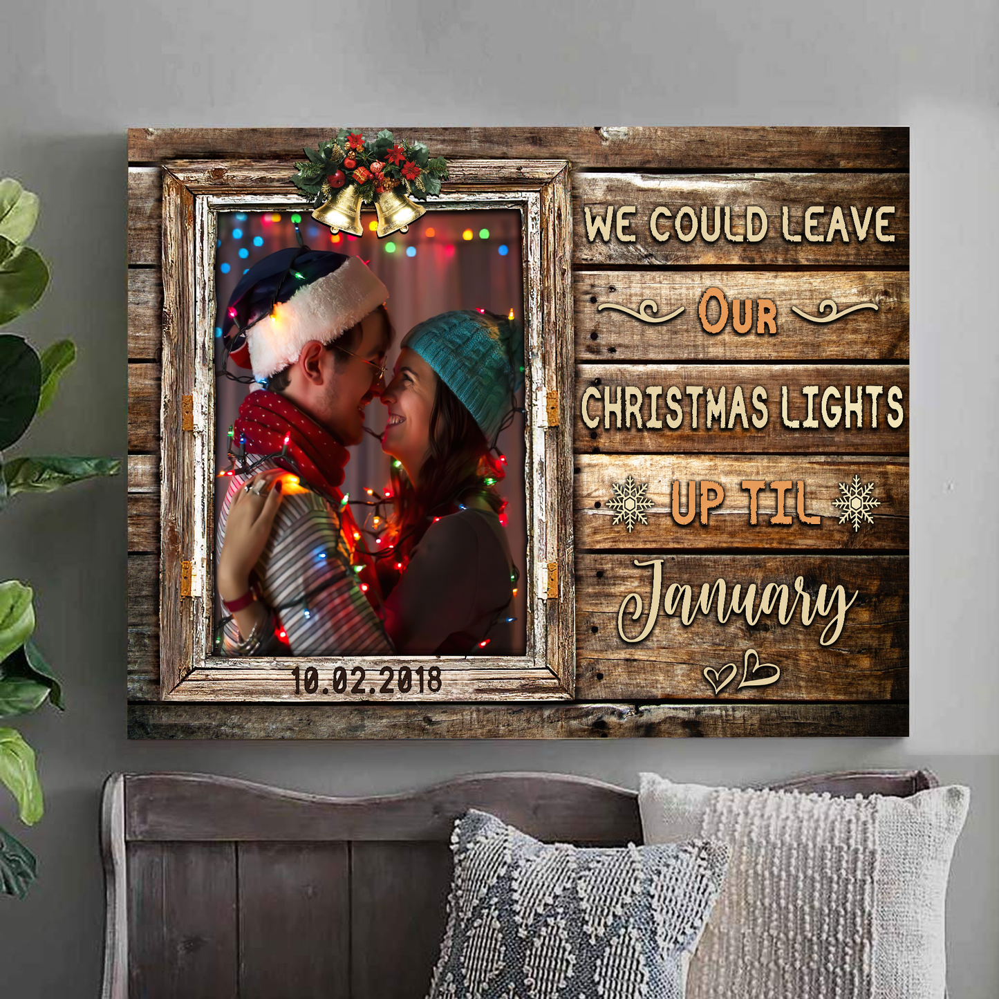 First Christmas Together Customized Couple Photo, Personalized Canvas Poster Best Gift For Couple Home Decor