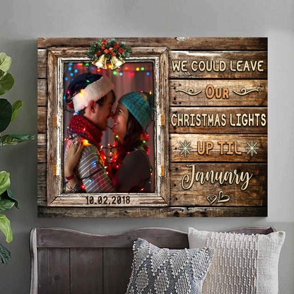 First Christmas Together Customized Couple Photo, Personalized Canvas Poster Best Gift For Couple Home Decor