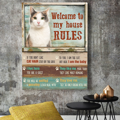 Cat Welcome To My House  Vertical Canvas Poster Special Gift Home Decor